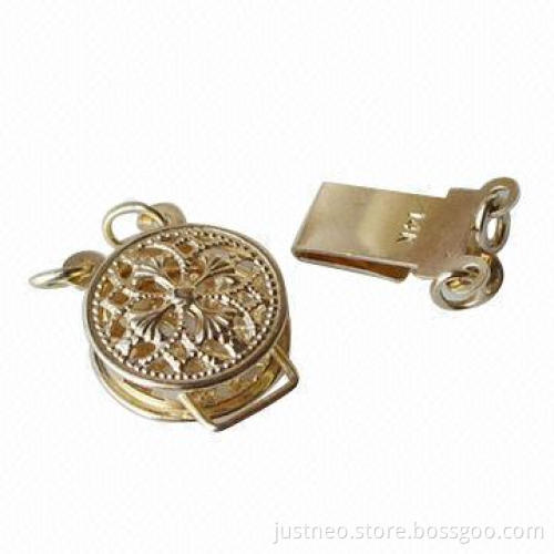 14K Gold/Round Filigree/2-strand/Necklace Clasp